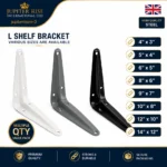 London Shelf Shelve Support Bracket Grey White Black 75mm to 350mm PACK OF 5 - Image 3