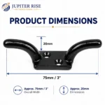 Cleat Hook Black Iron Rope Cleat 75mm 3" Curtain Tieback Pack of 5 - Image 3