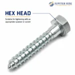 Coach Screws M10 x 60mm Zinc Plated Hex Head Wood Screws 4 Pack - Image 4