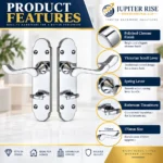 Door Handles Polished Chrome Arch Scroll Lever Latch Lock Bathroom Set - Image 4