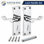 Victorian Door Handles Scroll Lever 152mm Latch Lock Bathroom Chrome - Image 4