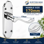 Door Handles Arch Scroll 170mm Polished Chrome Pair Internal Doors - Image 4