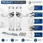 Door Lock Handle Set 152mm Victorian Chrome Lever Pair - Image 4