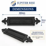 Letter Plate Antique Black Regency 360mm x 90mm Cast Iron Door Flap - Image 4