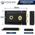 Rim Sash Lock Black 156x106mm Traditional Shed Gate Timber Door - Image 3