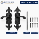 Black Cast Iron Fleur-de-Lys Door Handles Ornate Antique Lever Latch & Lock Sets - Image 5