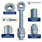 Gate Eye Bolt Adjustable 8" x 32mm Wide Flange for Gates Fencing - Image 5