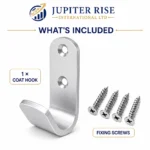 Single Coat Hook Wall Mounted Aluminium Robe Hat Door Clothes Hook - Image 4