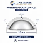 97mm Half Moon Cup Pull Handle Shell Cabinet Drawer Cupboard Kitchen - Image 5