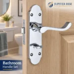 Door Handles Polished Chrome Arch Scroll Lever Latch Lock Bathroom Set - Image 5