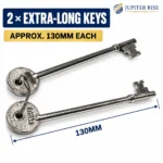 Rim Deadlock 130mm Long Keys Shed Door Lock Black Escutcheon - Image 5