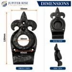 Cylinder Pull Fleur De Lys 30mm Keyhole Cover Front Door Black Antique - Image 4
