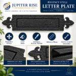Letter Plate Antique Black Regency 360mm x 90mm Cast Iron Door Flap - Image 5