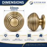 Beehive Cabinet Knob 33mm Antique Brass Reeded Cupboard Wardrobe Drawer - Image 5
