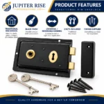 Rim Sash Lock Black 156x106mm Traditional Shed Gate Timber Door - Image 4