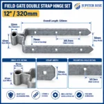 Field Gate Hinge Double Strap Hook Drive/Bolt 12 18 24in Galvanised Black - Image 6