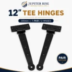 Hand Forged Tee Hinges 12 15 18 Inch Black Wrought Iron Strap Door Gate Shed - Image 8