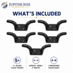 Cleat Hook Black Iron Rope Cleat 75mm 3" Curtain Tieback Pack of 5 - Image 6