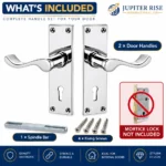 Door Lock Handle Set 152mm Victorian Chrome Lever Pair - Image 8