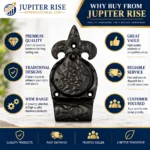 Cylinder Pull Fleur De Lys 30mm Keyhole Cover Front Door Black Antique - Image 7