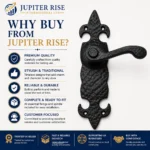 Black Cast Iron Fleur-de-Lys Door Handles Ornate Antique Lever Latch & Lock Sets - Image 9