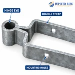 Field Gate Hinge Double Strap Hook Drive/Bolt 12 18 24in Galvanised Black - Image 9