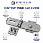 Heavy Duty Swivel Hasp & Staple 8/10in Gate Door Shed Black Galvanised - Image 8