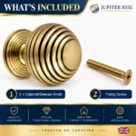Beehive Cabinet Knob 33mm Antique Brass Reeded Cupboard Wardrobe Drawer - Image 9