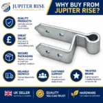 Double Strap Gate Hinge 5in Straight Corner Eye Bottom Band 3in Gate Timber - Image 9