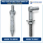 Field Gate Hinge Double Strap Hook Drive/Bolt 12 18 24in Galvanised Black - Image 10