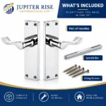 Victorian Door Handles Scroll Lever 152mm Latch Lock Bathroom Chrome - Image 10