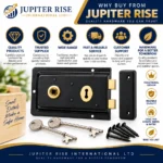 Rim Sash Lock Black 156x106mm Traditional Shed Gate Timber Door - Image 7