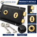 Rim Sash Lock Black 156x106mm Traditional Shed Gate Timber Door - Image 5