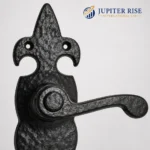 Black Cast Iron Fleur-de-Lys Door Handles Ornate Antique Lever Latch & Lock Sets - Image 6
