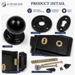Traditional Rim Lock Cast Iron Door Knob Set Black Internal Vintage - Image 6
