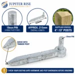Hook to Drive Gate Hinge 19mm Pin 215mm Galvanised Field Farm Fence - Image 6