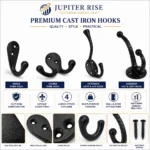 Coat Hooks Antique Vintage Style Cast Iron Robe Hooks Wall Hooks Door Hangers - Image 6
