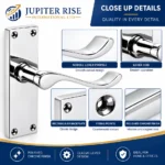 Victorian Door Handles Scroll Lever 152mm Latch Lock Bathroom Chrome - Image 6