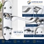 Bathroom Door Handles Victorian Scroll 170mm Polished Chrome Pair - Image 6