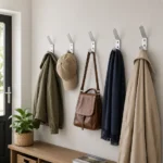 Wall Mounted Coat Hooks Double Hook 115mm Aluminium Hat Coat Door Robe Hanger - Image 7