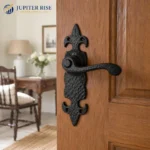 Black Cast Iron Fleur-de-Lys Door Handles Ornate Antique Lever Latch & Lock Sets - Image 7