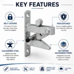Throw Over Loop Gate Latch 12"/14" Heavy Duty Farm Field Gate Black Galvanised - Image 7