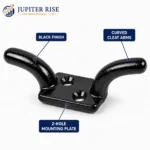 Cleat Hook Black Iron Rope Cleat 75mm 3" Curtain Tieback Pack of 5 - Image 5