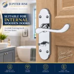Door Handles Polished Chrome Arch Scroll Lever Latch Lock Bathroom Set - Image 7