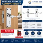 Door Lock Handle Set 152mm Victorian Chrome Lever Pair - Image 7