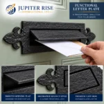 Letter Plate Antique Black Regency 360mm x 90mm Cast Iron Door Flap - Image 7