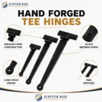 Hand Forged Tee Hinges 12 15 18 Inch Black Wrought Iron Strap Door Gate Shed - Image 3