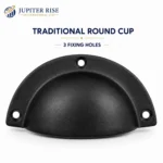 Black Cast Iron Cup Handle 4 Inch Cabinet Cupboard Drawer Kitchen Pull - Image 10