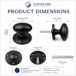 Mortice Door Knobs Oval Black Antique Sprung Cast Iron Pair Heavy Duty - Image 4