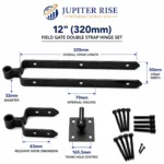 Field Gate Hinges Double Strap Heavy Duty Hook Plates 12 18 24 Inch - Image 3